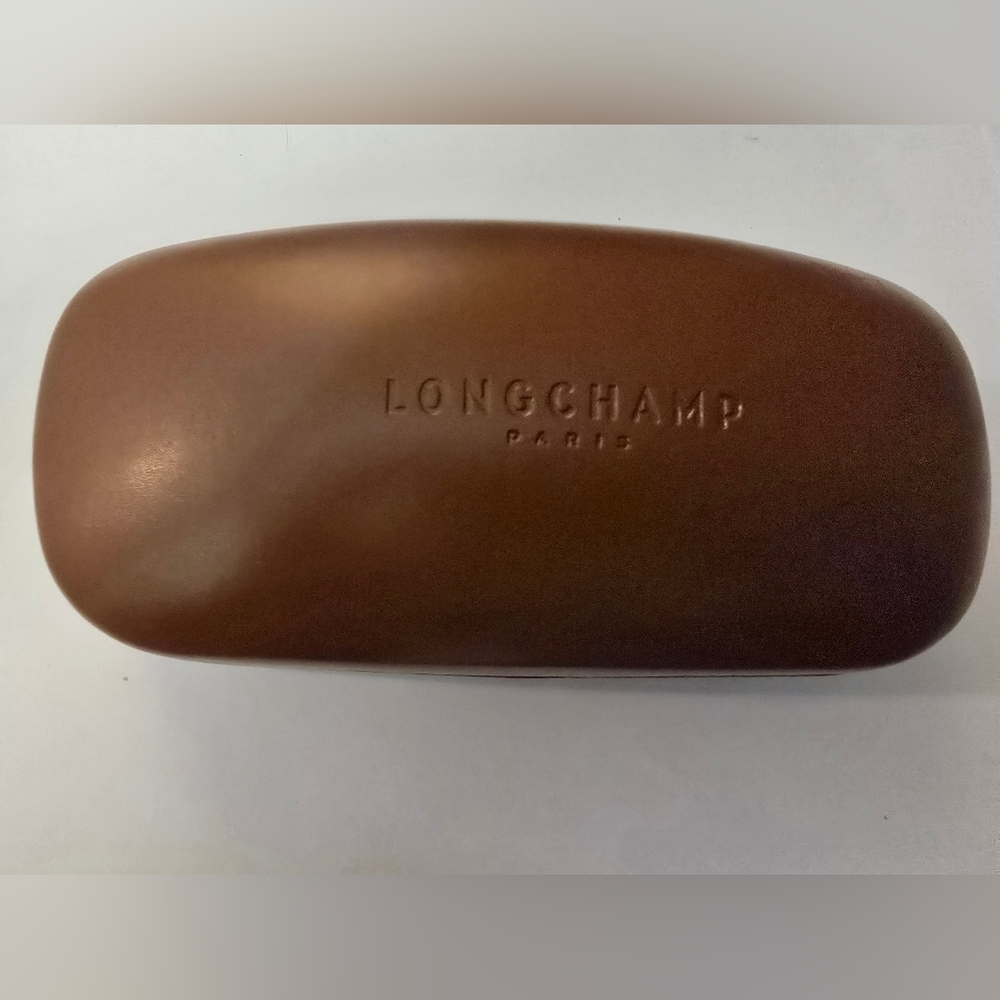 Longchamp Paris Brown Leather Hard Shell Sunglasses Sun Eye Glass Glasses Case